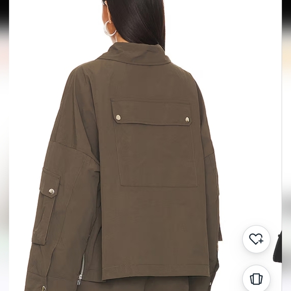 BY.DYLN Zach Utility Nylon Jacket in Coal/olive green. Size Small - Picture 3 of 16